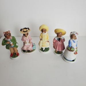 Vintgae Woodmouse family figurine Franklin Mint 1985 Ivy Violet daisy (5)